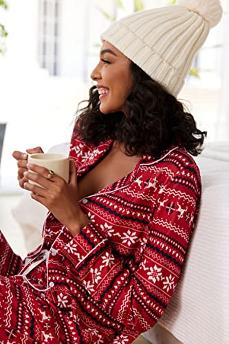 Ekouaer Women's Pajamas Long Sleeve Loungewear Casual Button Down Pjs - color: Christmas Pattern, size: Medium