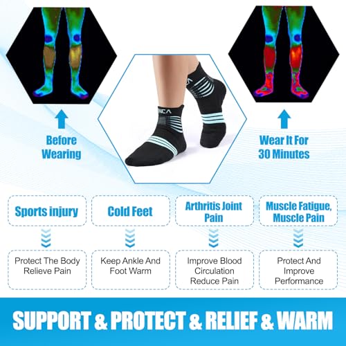 NEENCA Professional Compression Socks for Women Men Circulation, 20-30 mmHg - color: Black Blue, size: Large