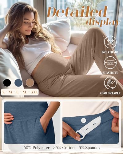 3 Pack Women's Maternity Lounge Pants with Pockets 3Color L