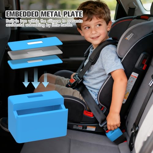 Morlike Silicone Seatbelt Secure Buckle Safety Cover Lock (BLUE2-2 PCAK) - color: BLUE2-2 PCAK