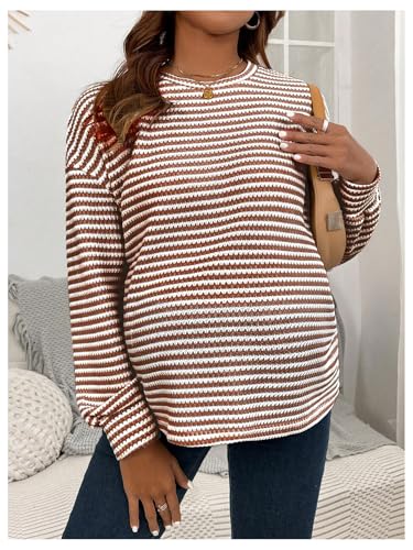 RoseSeek Women's Long Sleeve Crew Neck Maternity Sweatshirt Pullover Tops - color: Deep Brown, size: Medium
