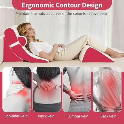 Wedge Pillow Set for After Surgery,White/Red,4PCS-22 - color: White/Red, size: 4PCS-22''