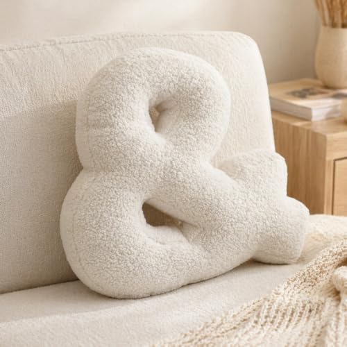 Letter Plush Pillow, Letter Hugging Throw Pillows, Decorative Initial Letter Shaped Throw Pillows for Bed Couch, Letter Pillows English Alphabet A to Z for Sofa Bedroom Living Room Decor (&) - color: And