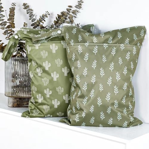 Waterproof Wet Dry Bags with Two Zippered Pockets and Handle - color: Green