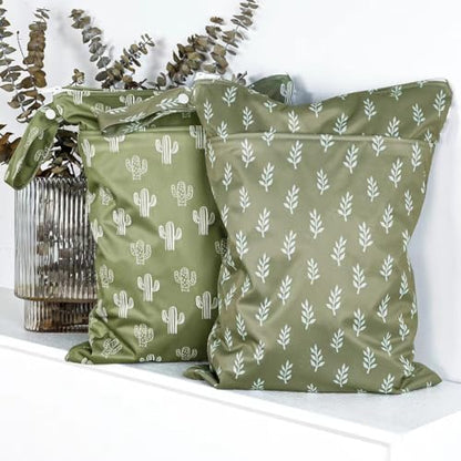 Waterproof Wet Dry Bags with Two Zippered Pockets and Handle - color: Green