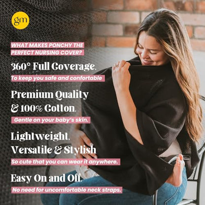 Gold Mamas 100% Cotton Nursing Cover for Breastfeeding - color: Black/Cotton Fabric