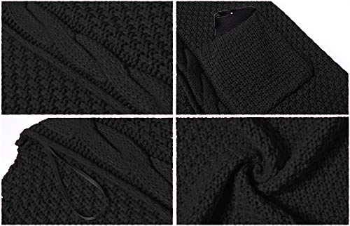 GRECERELLE Womens Fall Winter Long Sleeve Cardigans Sweater with Pockets - color: 02 Black, size: XX-Large