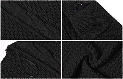 GRECERELLE Womens Fall Winter Long Sleeve Cardigans Sweater with Pockets - color: 02 Black, size: XX-Large