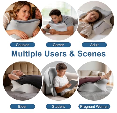 Ergonomic Memory Foam Wedge Pillow, 27° Bed Support, Gray