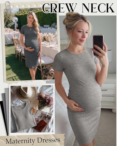 3 Pack Women's Cotton Maternity Dresses - color: Black, Light Mixed Gray, Dark Gray, size: Large