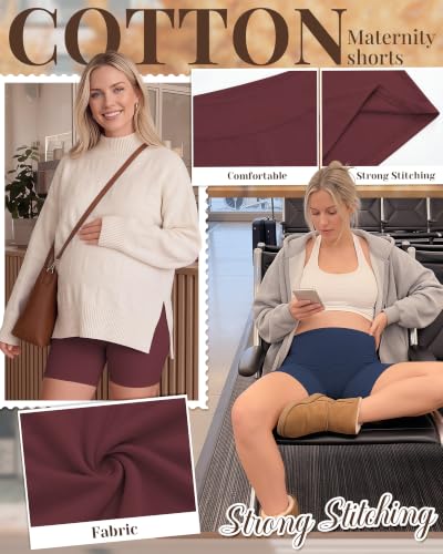 Ficerd 3 Pack Maternity Pajama Lounge Shorts - color: Burgundy, Navy Blue, Black, size: Large