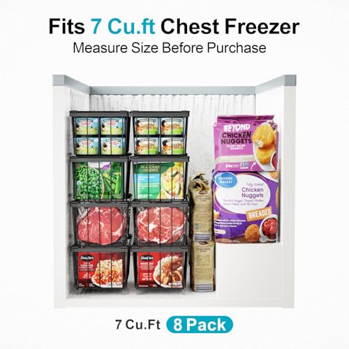 iSPECLE Chest Freezer Organizer - Small Storage Baskets for 7 Cu.Ft, 8 Pack - color: 8-Pack Black