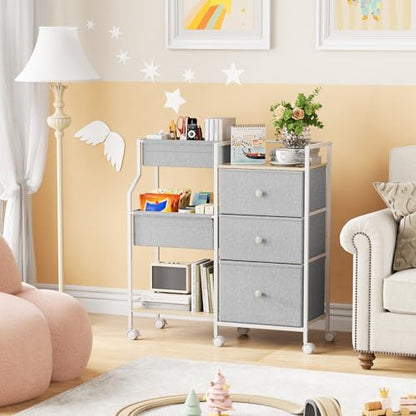 Modanais Baby Diaper Caddy Organizer Rolling Cart with Drawers, Light Gray - color: Light Gray