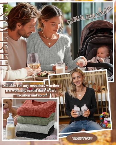 4 Pack Women's Maternity Nursing Tops - color: Black, Light Gray, Pea Green, Brick Red, size: Small