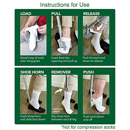 Easy Sock Ox Adjustable Sock Aid for Seniors, No Bending, with Sock Remover