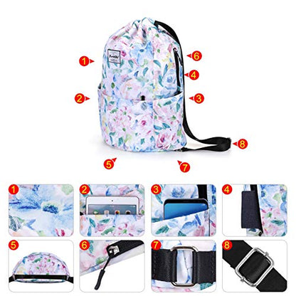 XEYOU Drawstring Backpack Bag Sport Gym Sackpack Beach Cinch Bag - color: Oil Painting Flowers