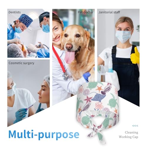 Jedenkuku Working Cap Surgical caps with Sweatband Adjustable for Men Women - color: Black34