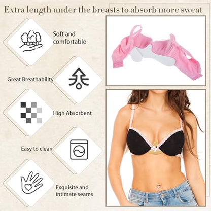 Boyiee 9 Pcs Cotton Bra Liners for Sweat Rash Liners Under Breasts Sweat Absorber Pads for Women Female - size: X-Large