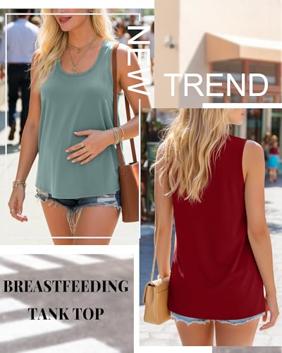Ficerd 3 Pack Women's Nursing Tank Tops - color: Black, Gray Green, Red, size: Small