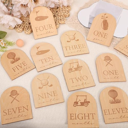 Wooden Golf 12 Monthly Milestone Markers,12 Monthly for Baby Boy