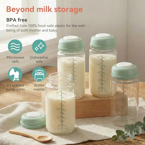 Breast Milk Storage Bottles,10oz Wide Neck Plastic Bottles for Pumping - color: Purple