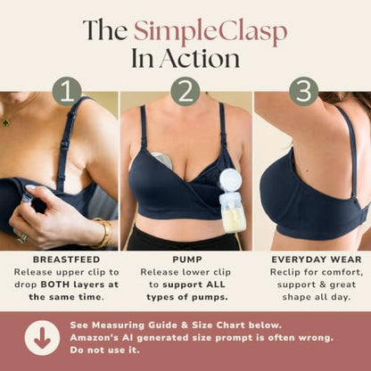 Simple Wishes Pumping Bra Hands Free, Nursing Bra for Breastfeeding - color: Black, size: Medium