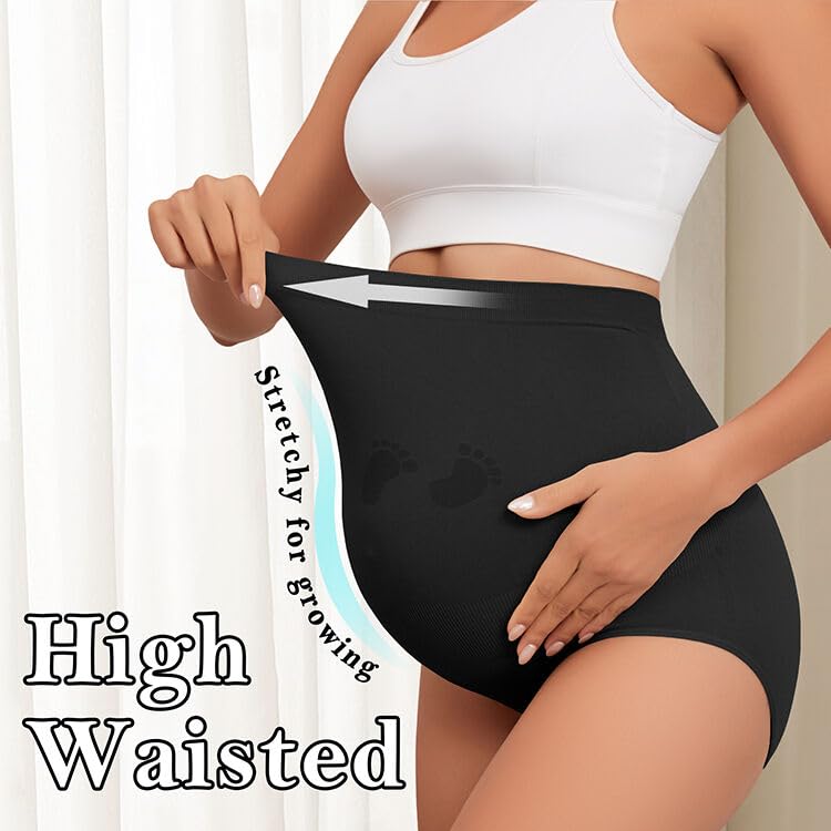 Maternity Underwear Seamless Belly Support Pregnancy Shapewear Under Dress - color: 2*black+1*nude, size: Small