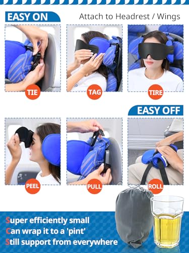SARISUN Travel Pillows for Airplanes, Stable Head Support, Travel Essential - color: Black