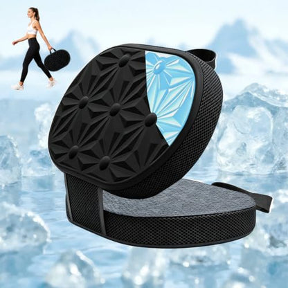 Foldable Cooling Gel Memory Foam Seat Cushion for Outdoor & Stadium Use - color: Black Fabric
