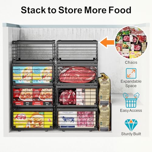 iSPECLE Freezer Organizer Bins - Adjustable Fits Chest Freezers 10-20 Cu Ft - style: 8 Pack Black