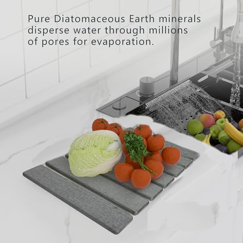 Stone Drying Mat of Kitchen Counter, Water Absorbent Diatomite Bath Mat - color: Dark Gray, size: 15.8" x 11.8"
