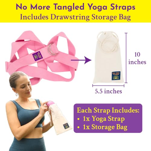 Extra-Wide 2 Inch Cotton Yoga Strap: Stretching, Physical Therapy, Exercise - color: Pink, size: 8 feet