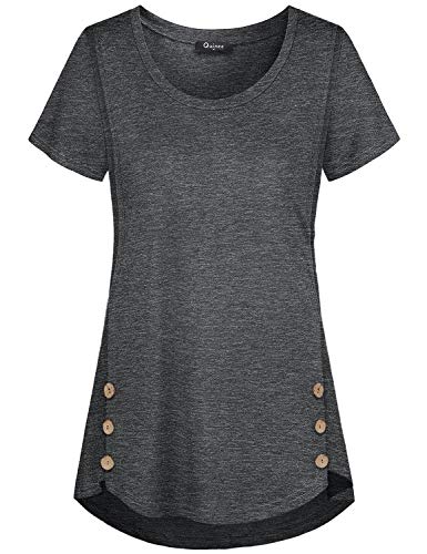 Quinee Women's Casual Button Side Nursing Tops Maternity Breastfeeding Tunic - color: Dark Grey, size: Medium