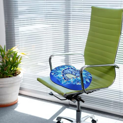 Donut Pillow for Hemorrhoids Seat Cushion for Tailbone Pain Relief - color: Mandala Blue