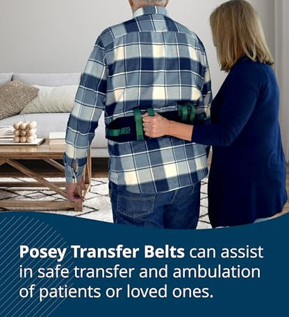Posey 6537Q Gait Belt, Transfer Belt with Handles, Black and Green, 1 Belt