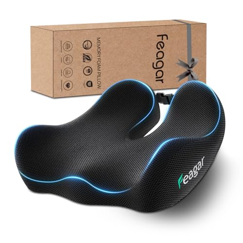 Feagar Seat Cushion for Office Chair - Memory Foam Tailbone Cushion - color: Gift Black