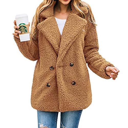 PRETTYGARDEN Women's Oversized Sherpa Fleece Coats - color: Style Two Camel, size: Medium