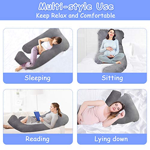 COLOR TREE Pregnancy Pillows J-Shaped Body Pillow for Pregnancy - Skin-Friendly Soft Comfort Maternity Pillows for Sleeping Reading Relax Rest