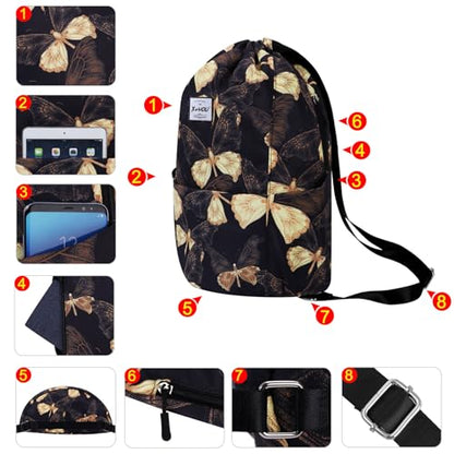 XEYOU Drawstring Backpack Bag Sport Gym Sackpack Beach Cinch Bag - color: Butterfly