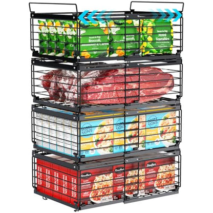iSPECLE Freezer Organizer Bins - Adjustable Fits Chest Freezers 10-20 Cu Ft - style: 4 Pack Black