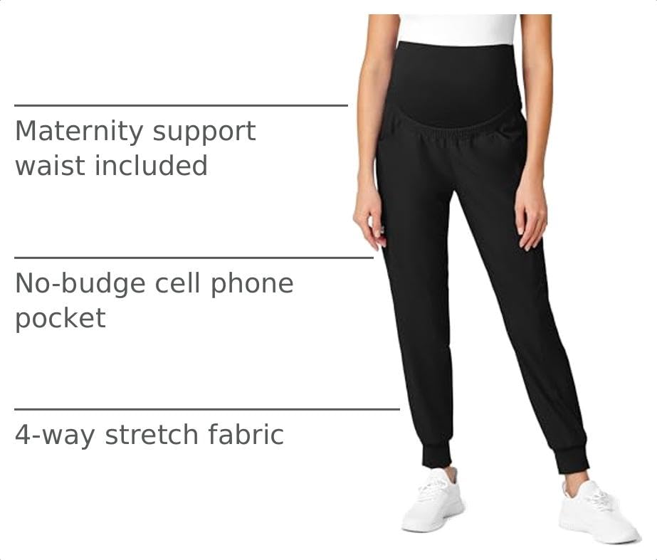 Wink W123 Maternity Jogger Scrub Pant - color: Black, size: Large