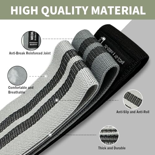 KANGFITER Non-Slip Fabric Resistance Bands for Working Out 3 Levels - color: Grey 3 PCS