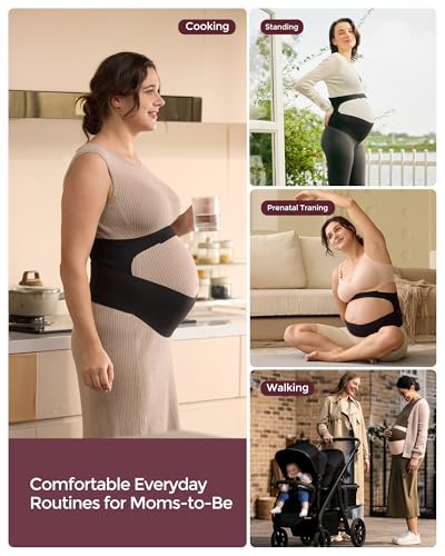 Momcozy Pregnancy Belly Band, CozySupport 3D Ergonest Maternity Belly Band - color: Black, size: Small