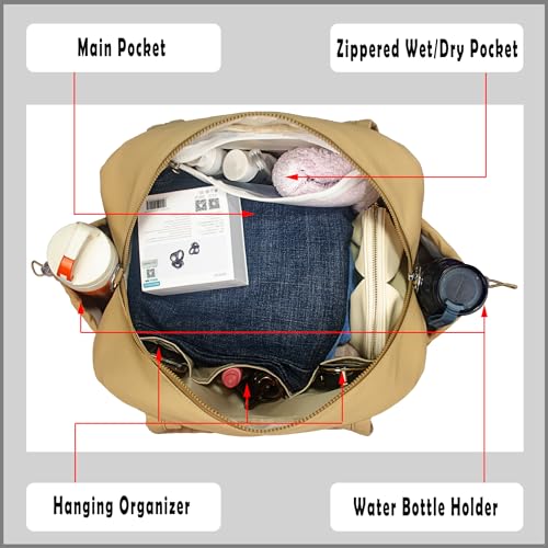 Medium Diaper Bag Tote, Shoulder & Crossbody Mom Bag - color: Khaki