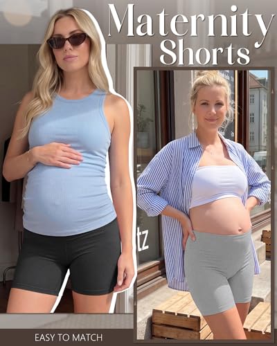 Ficerd 3 Pack Maternity Pajama Lounge Shorts - color: Light Gray, Mixed Black, Black, size: XX-Large