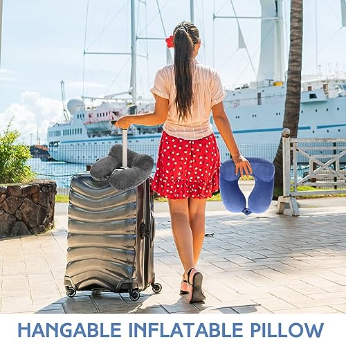 Sintuff 2 Pack Inflatable Travel Neck Pillow for Airplanes - color: Gray and Blue