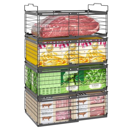 NADAMOO Expandable Chest Freezer Organizer, Stackable Wire Baskets - size: 4 Packs