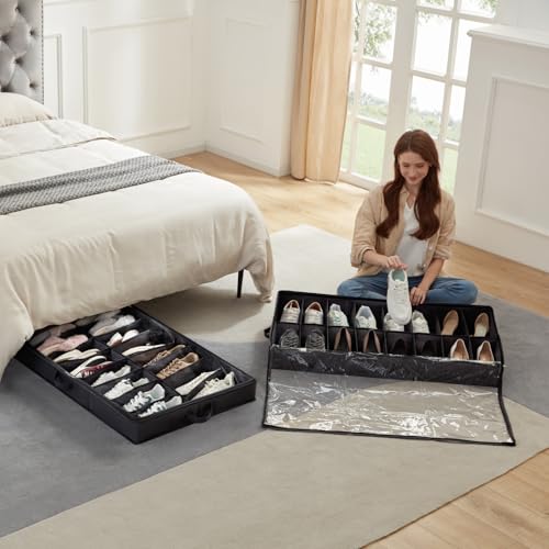 Lifewit Under Bed Shoe Storage Organizer, 2 Pack(16 Shoes Cells) - size: 16 Shoes Cells