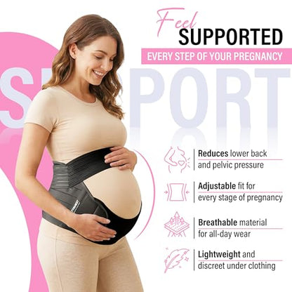 Maternity Support Belt (Medium/80-110cm) – Adjustable Pregnancy Belly Band for Back, Hip & Pelvic Support | Prenatal & Postpartum Abdominal Binder for Lower Back Pain Relief & Belly Support - size: Medium