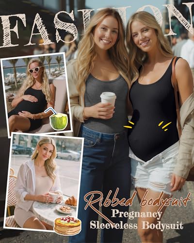 3 Pack Maternity Rompers for Women - color: Black, Dark Heather Gray, Apricot, size: XX-Large